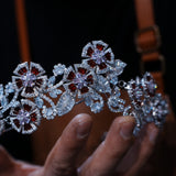 Elegant Burgundy Crystals Wedding Crown Headpieces asl-0304
