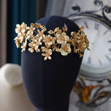 Royal Gold flower wedding tiara at-3750