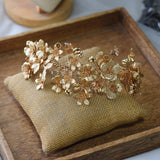 Royal Gold flower wedding tiara at-3750
