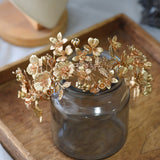 Royal Gold flower wedding tiara at-3750