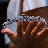 Elegant Burgundy Crystals Wedding Crown Headpieces asl-0274