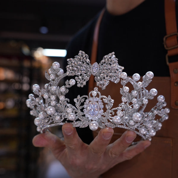 st1-17508 Wedding Pearls&Zircon Tiaras Headpieces