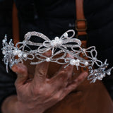 ST1-17518 Irregular Pearls&Zircon Wedding Tiaras Headpieces