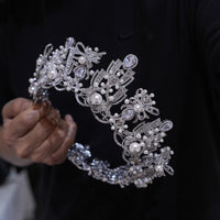 st1-17523 Luxurious Round Zircon Wedding Tiaras Headpieces