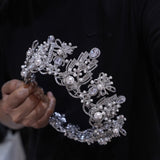 st1-17523 Luxurious Round Zircon Wedding Tiaras Headpieces