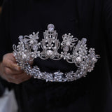 st1-17523 Luxurious Round Zircon Wedding Tiaras Headpieces
