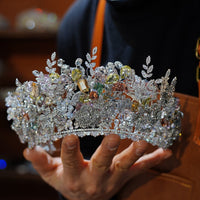 st1-17536 Gorgeous Colors Zircon Brides Tiara Headpieces
