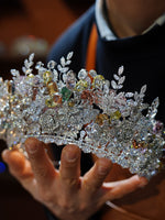 st1-17536 Gorgeous Colors Zircon Brides Tiara Headpieces