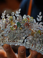 st1-17536 Gorgeous Colors Zircon Brides Tiara Headpieces