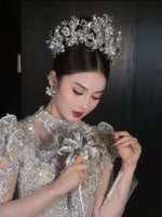 ST1-17596 Oversize Pearls&Zircon Wedding Tiaras Headpieces