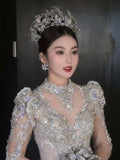 ST1-17596 Oversize Pearls&Zircon Wedding Tiaras Headpieces