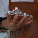 17813 Korean Pearls&Crystal Wedding Tiaras Headpieces