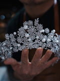 st1-17502 Pearls&Zircon Wedding Tiaras Crowns