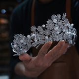 st1-17502 Pearls&Zircon Wedding Tiaras Crowns