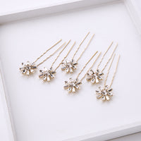 6 pics/ lot Luxury Gold Woman Hair Clips for Brides Crystal Bridals Hair pins Wedding Hair Accessory