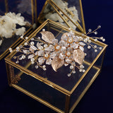 Flower Brides Hair Combs Leaves Hairbands Rhinestone Hair Sticks Wedding Hair Accessories J6221