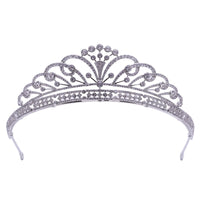 Stunning Bridal Cubic Zircon Crystal Silver Tiara Crown Wedding Headdress