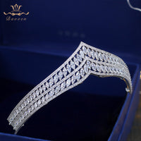 Princess Silver Crystal Wedding Hairbands Brides Full Zircon Tiaras Crowns Evening Headpieces Bridal Hair Accessories