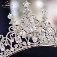 Royal Zircon Brides Tiaras Crowns Crystal Brides Hairbands Queen Headpieces Wedding Hair Accessories