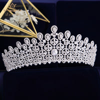 Oversize Royal Princes Wedding Full Zircon Bridal Tiaras Crowns Plated Crystal For Brides Evening Hair Jewelry