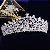 Oversize Royal Princes Wedding Full Zircon Bridal Tiaras Crowns Plated Crystal For Brides Evening Hair Jewelry