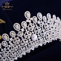 Oversize Royal Princes Wedding Full Zircon Bridal Tiaras Crowns Plated Crystal For Brides Evening Hair Jewelry