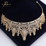 Top Quality Stunning Gold Full Zircon Wedding Hairbands for Brides Crystal Tiaras Crowns Wedding Hair Accessories