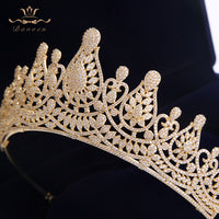 Top Quality Stunning Gold Full Zircon Wedding Hairbands for Brides Crystal Tiaras Crowns Wedding Hair Accessories