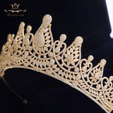 Top Quality Stunning Gold Full Zircon Wedding Hairbands for Brides Crystal Tiaras Crowns Wedding Hair Accessories