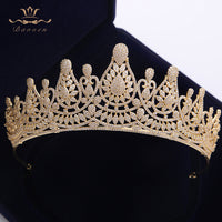 Top Quality Stunning Gold Full Zircon Wedding Hairbands for Brides Crystal Tiaras Crowns Wedding Hair Accessories