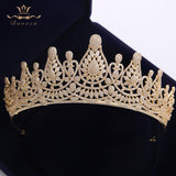 Top Quality Stunning Gold Full Zircon Wedding Hairbands for Brides Crystal Tiaras Crowns Wedding Hair Accessories