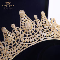 Top Quality Stunning Gold Full Zircon Wedding Hairbands for Brides Crystal Tiaras Crowns Wedding Hair Accessories