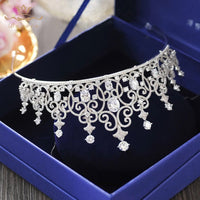 Royal Zircon Brides Tiaras Crowns Crystal Brides Hairbands Queen Headpieces Wedding Hair Accessories