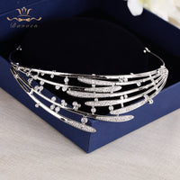 Royal Zircons Tiaras Crown Silver Wedding Hairbands Plated Crystal Wedding Hair Accessories Prom Jewelry