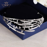 Royal Zircons Tiaras Crown Silver Wedding Hairbands Plated Crystal Wedding Hair Accessories Prom Jewelry