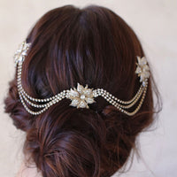 European Brides Gold Flower Hairbands Bridal Hair Combs Wedding Hair Accessories