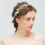Retro Leaves Soft Brides Hairbands Flower Headbands bridal Pearls Brides Hair Accessories