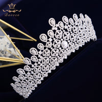 Oversize Royal Princes Wedding Full Zircon Bridal Tiaras Crowns Plated Crystal For Brides Evening Hair Jewelry