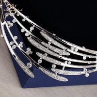 Royal Zircons Tiaras Crown Silver Wedding Hairbands Plated Crystal Wedding Hair Accessories Prom Jewelry