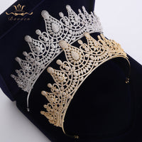 Top Quality Stunning Gold Full Zircon Wedding Hairbands for Brides Crystal Tiaras Crowns Wedding Hair Accessories
