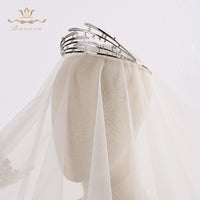 Royal Zircons Tiaras Crown Silver Wedding Hairbands Plated Crystal Wedding Hair Accessories Prom Jewelry