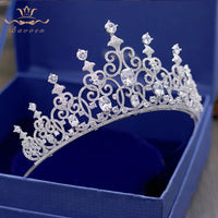 Royal Zircon Brides Tiaras Crowns Crystal Brides Hairbands Queen Headpieces Wedding Hair Accessories