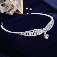 European Simple Zircon Tiaras Headpieces Plated Crystal Wedding Crowns Brides Hair Accessories Evening Jewelry Gifts