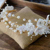 Sweet White Flower Brides Tiaras Headpeices Headpieces with Earring