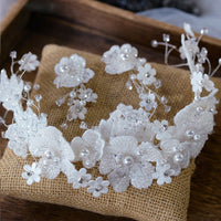 Sweet White Flower Brides Tiaras Headpeices Headpieces with Earring