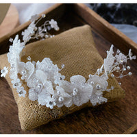 Sweet White Flower Brides Tiaras Headpeices Headpieces with Earring