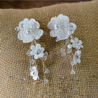Sweet White Flower Brides Tiaras Headpeices Headpieces with Earring