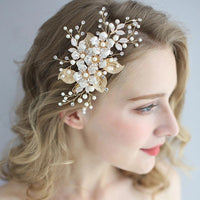 Flower Brides Hair Combs Leaves Hairbands Rhinestone Hair Sticks Wedding Hair Accessories J6221