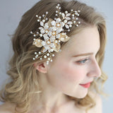 Flower Brides Hair Combs Leaves Hairbands Rhinestone Hair Sticks Wedding Hair Accessories J6221