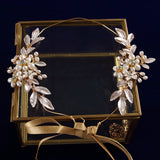 Freshwater Pearls Gold Brides Hairbands Leaves Soft Headbands Bridal Crystal Hair Accessories